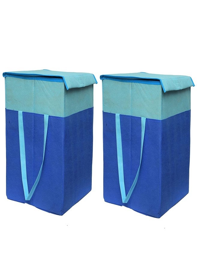 ABBASI Large Laundry Bag 75L Durable and Collapsible Foldable Laundry Basket with Lid Storage Bag with Side Handles for Clothes & Toys Bedroom Kids Room & Bathroom (Pack of 2, Sky Blue & Blue) - Image 1